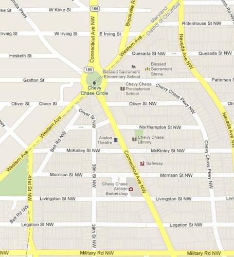 Map of Chevy Chase Circle, Washington DC
